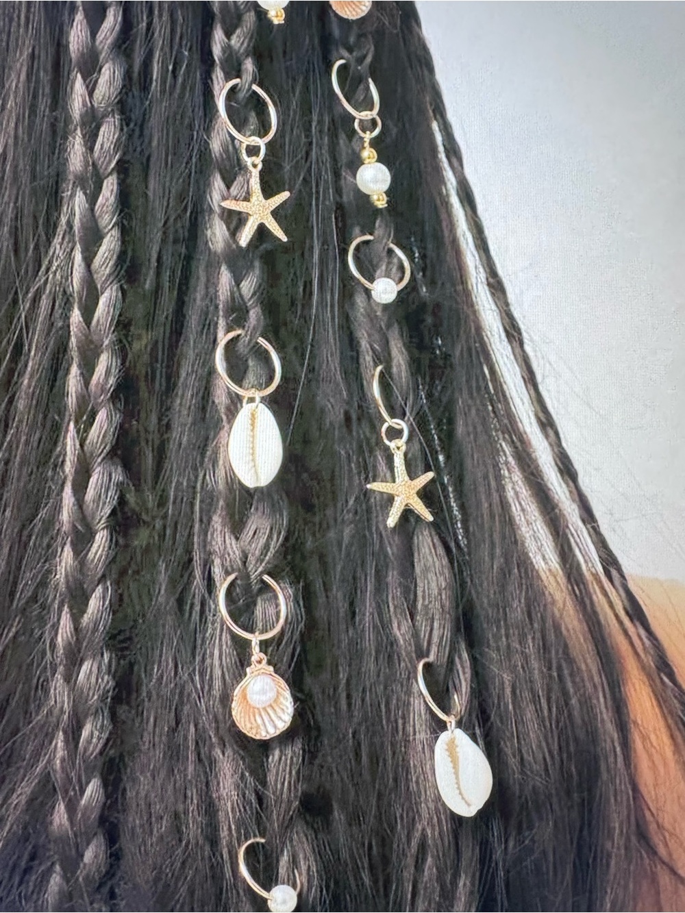 Gold tone Seashell & Star Hair Charm Set for girls and women